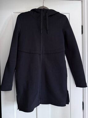 Lululemon Black Hooded Jacket Size 6 | Zip Up Longline Hoodie Side Zippers